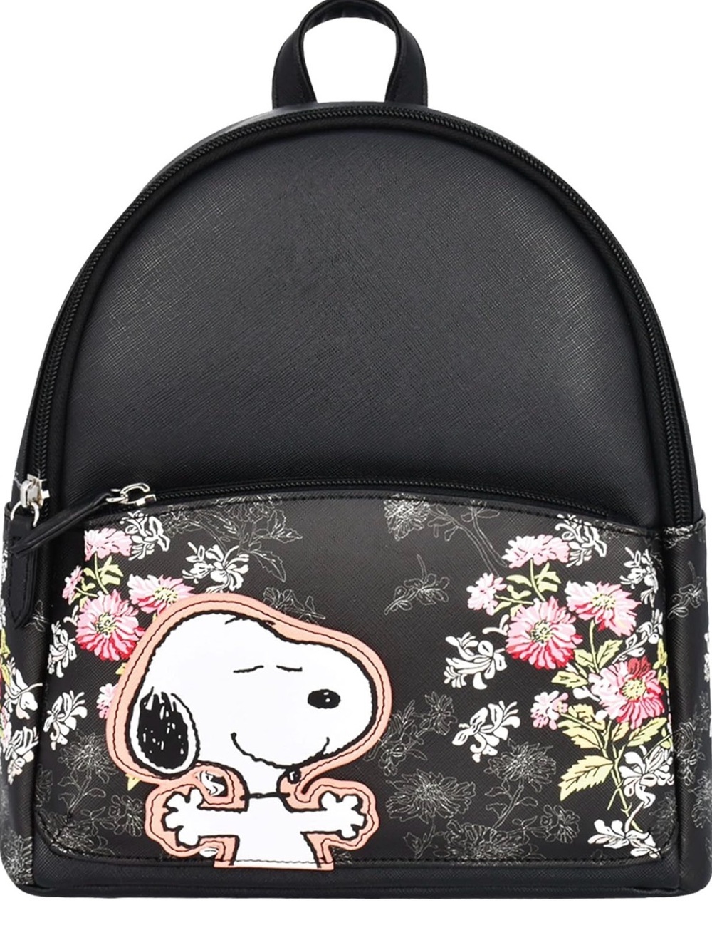 Black Floral Snoopy Mini Backpack